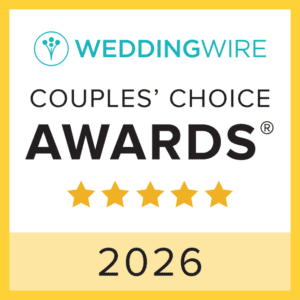 WeddingWire Couples' Choice Awards 2026 badge with five stars.
